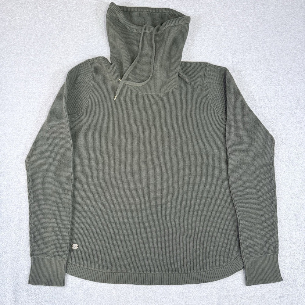 Lauren Ralph Lauren Olive Green Rib-Knit Turtleneck Cotton Logo Pullover Swtr L